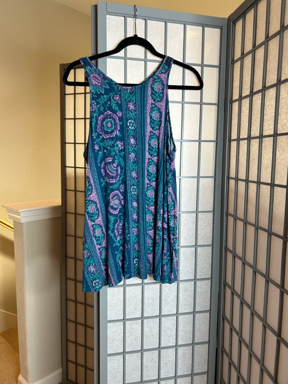 Anthropologie Akemi + Kin Teal and Purple Floral Sleeveless Tank